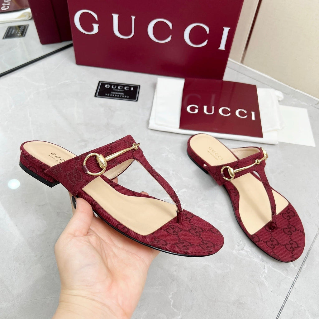 GC Horsebit Thong Sandals Canvas Leather