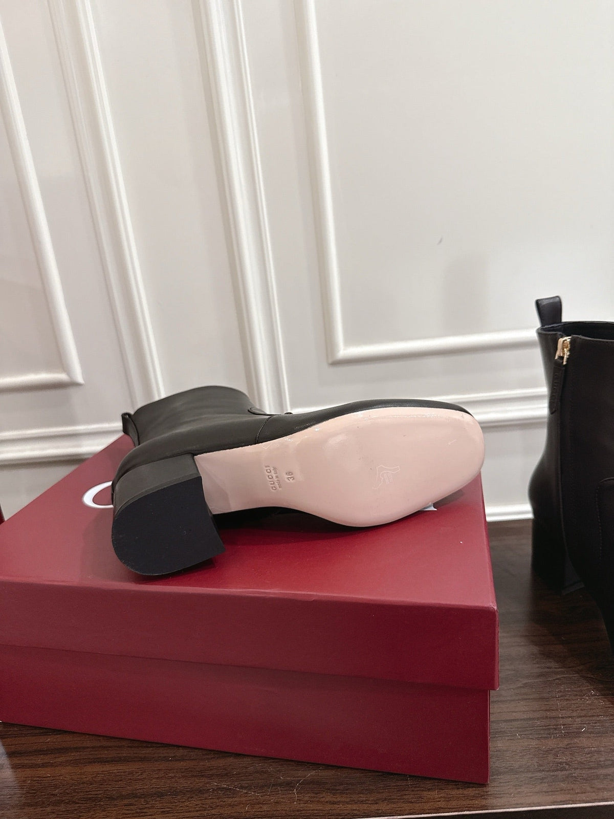 Gi Horsebit Chunky Heel Ankle Boots With Calfskin