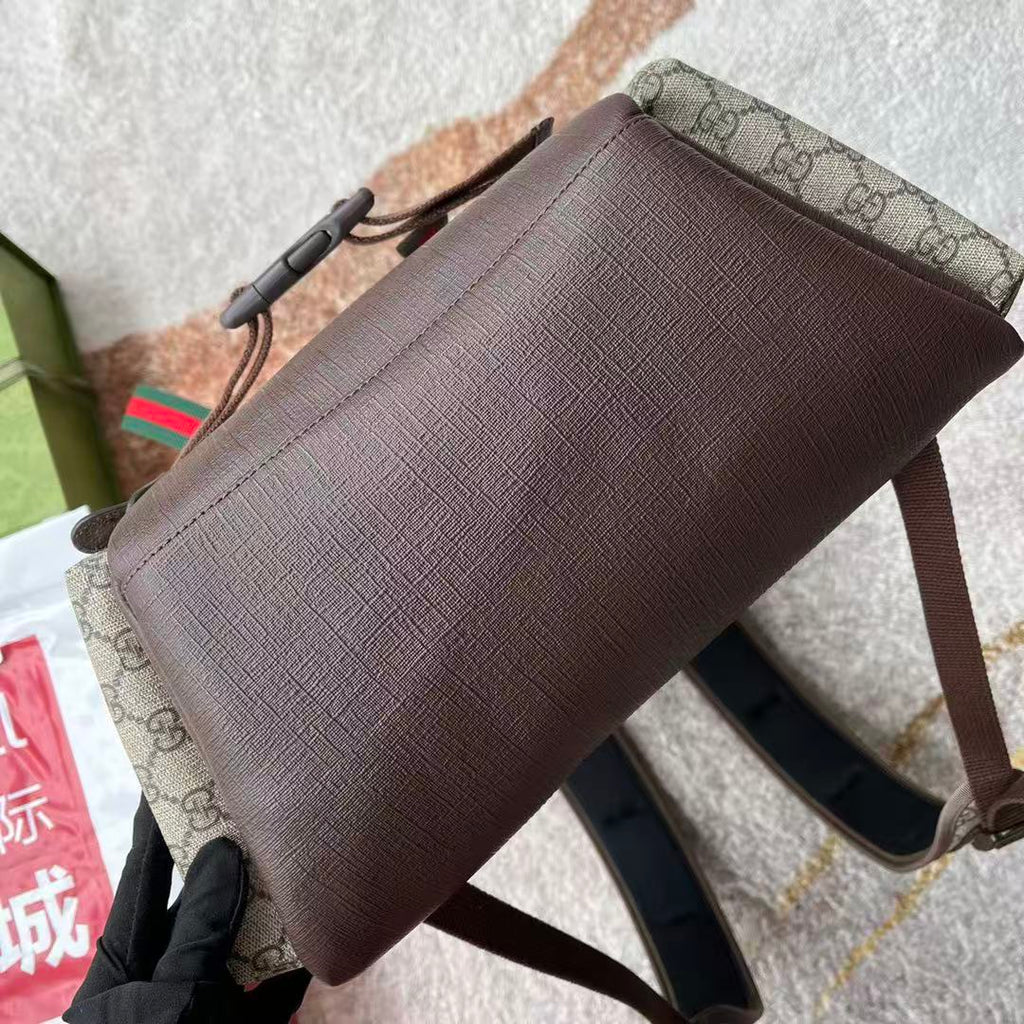 Gi Supreme Skateboard Backpack Brown Beige Leather Canvas