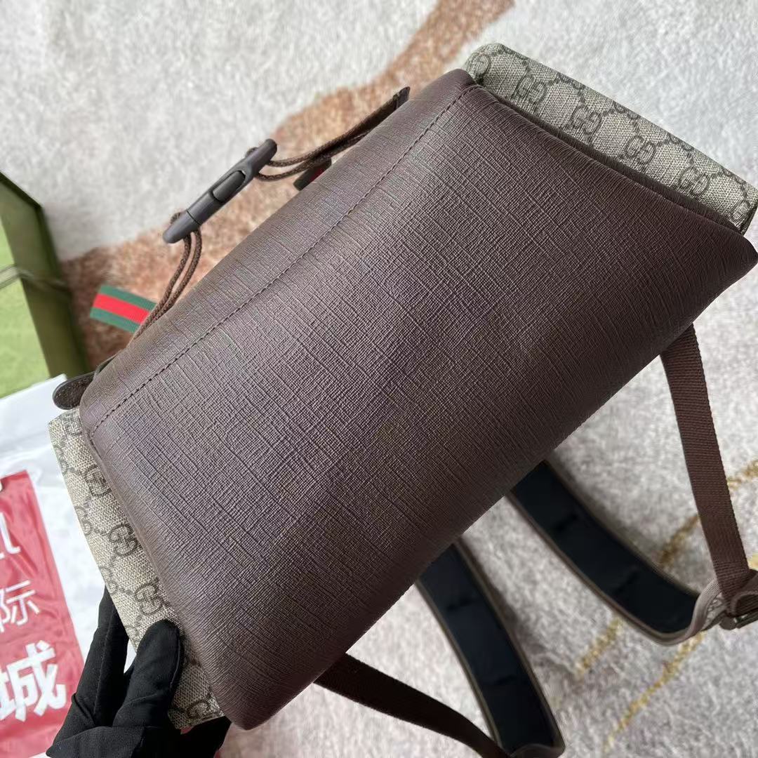 Gi Supreme Skateboard Backpack Brown Beige Leather Canvas