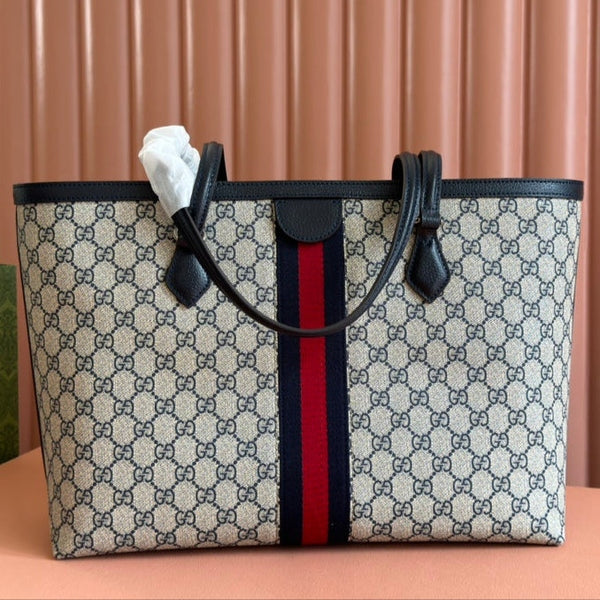 Gi Ophidia 38cm Bag Beige Leather Canvas