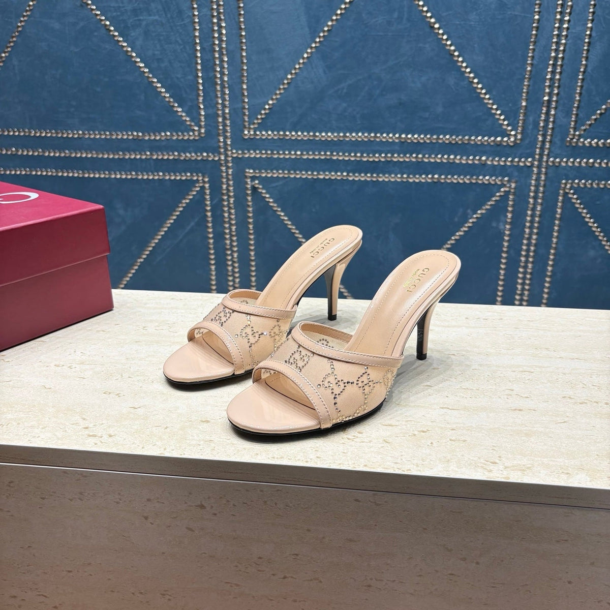 Gi Women's Crystal Slide 8.5cm Sandal Mesh Leather