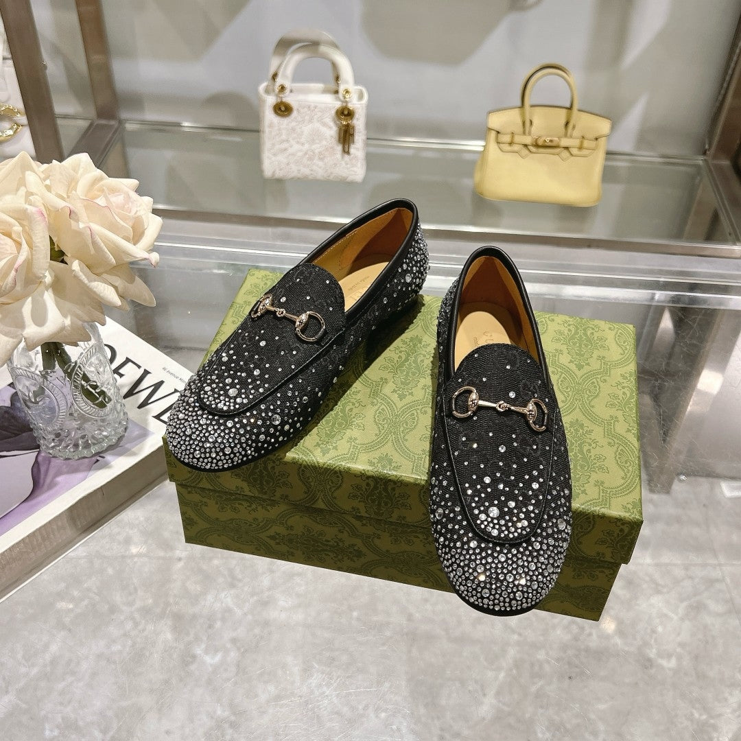 Horsebit Jordaan Loafer Canvas Crystal-Embellished