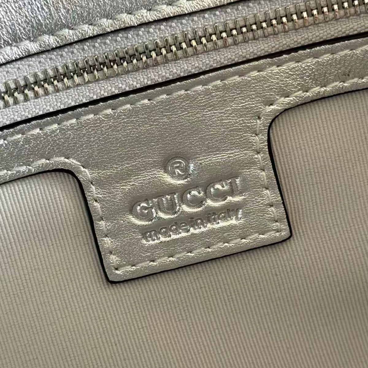 Gi Marmont Small Shoulder Bag Metallic Silver Leather