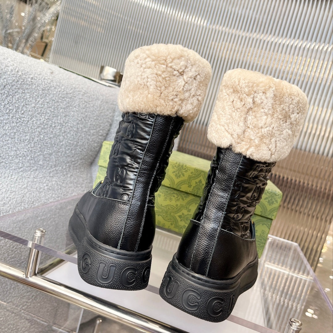 Gi2025 Monogram Boot Wool Canvas Calfskin