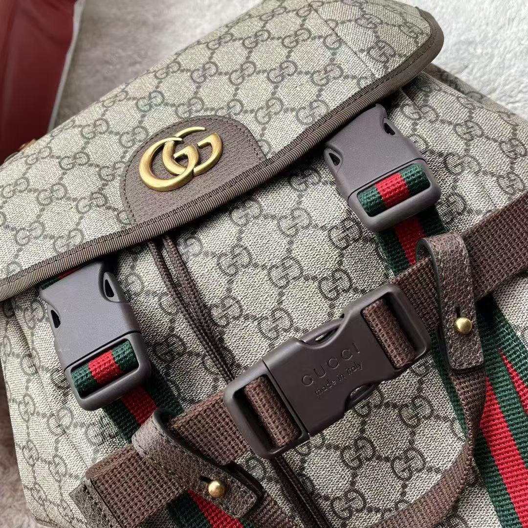 Gi Supreme Skateboard Backpack Brown Beige Leather Canvas