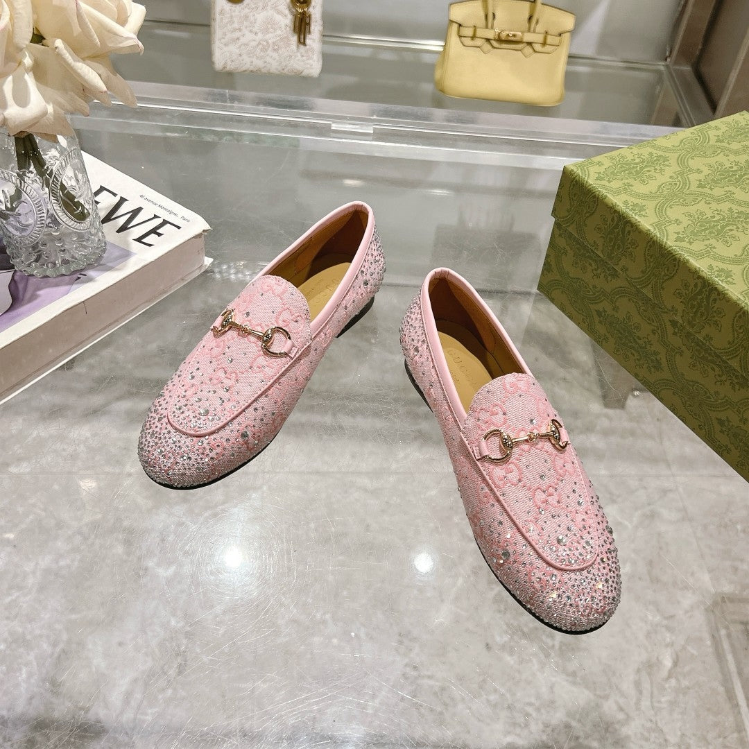 Horsebit Jordaan Loafer Canvas Crystal-Embellished