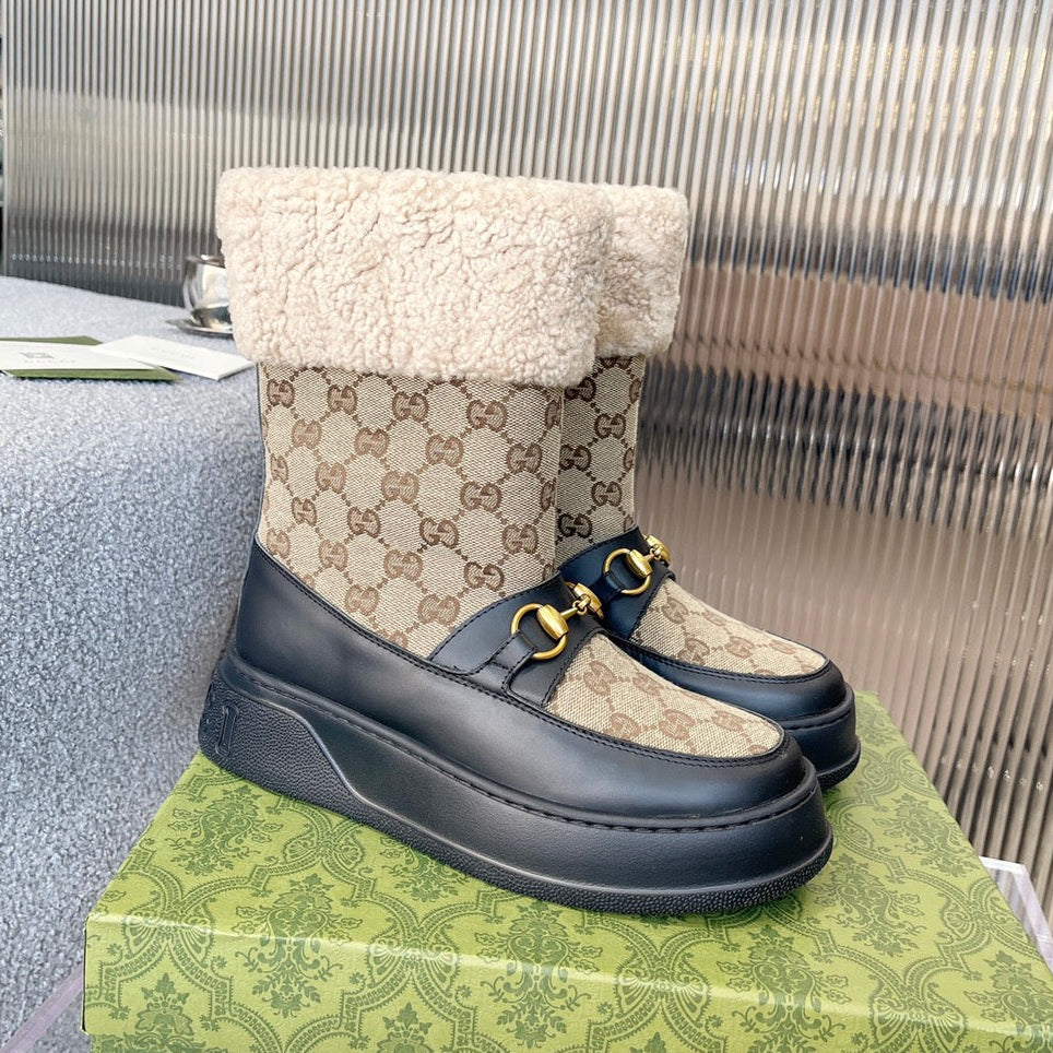 Gi2025 Monogram Boot Wool Canvas Calfskin