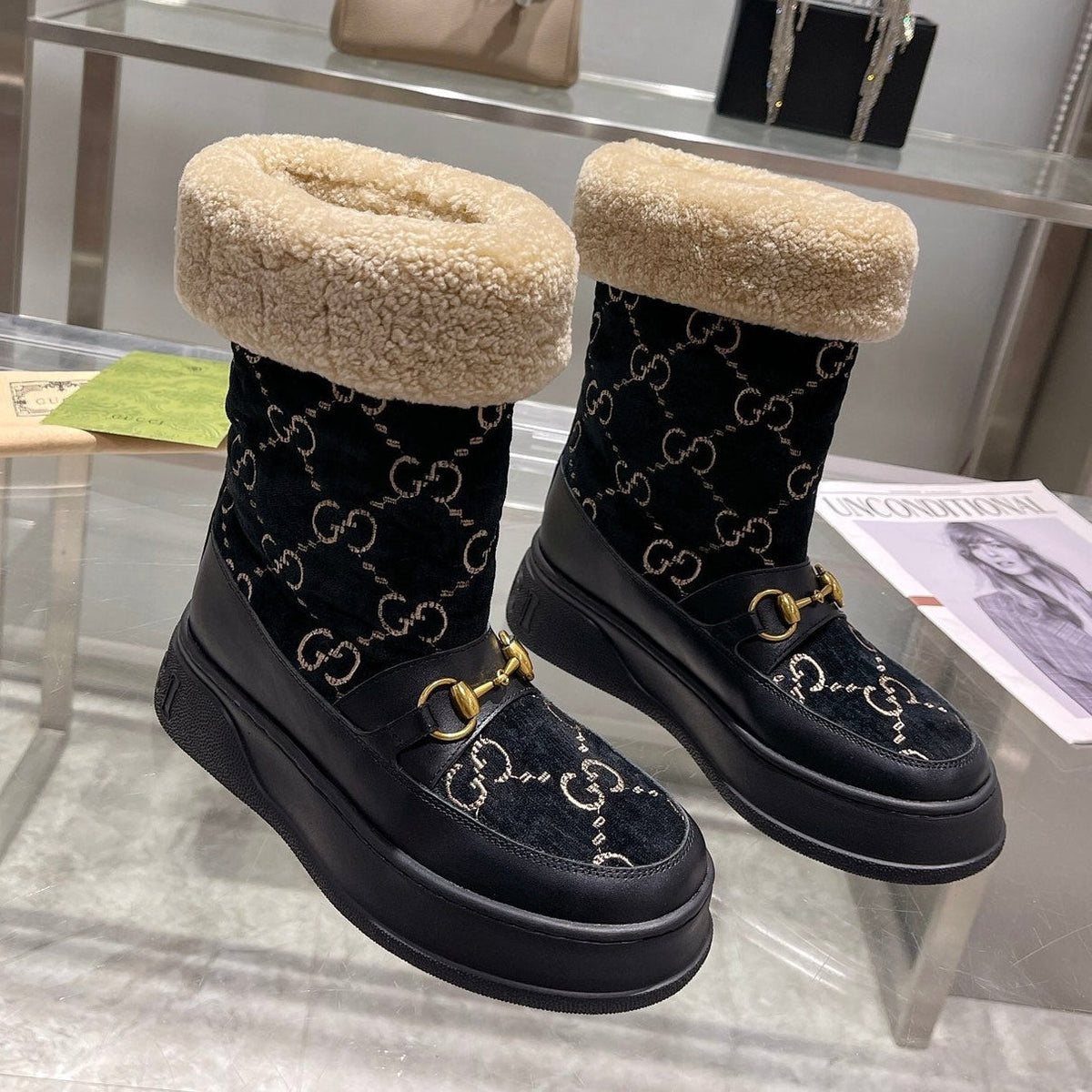 Gi2025 Monogram Boot Wool Canvas Calfskin