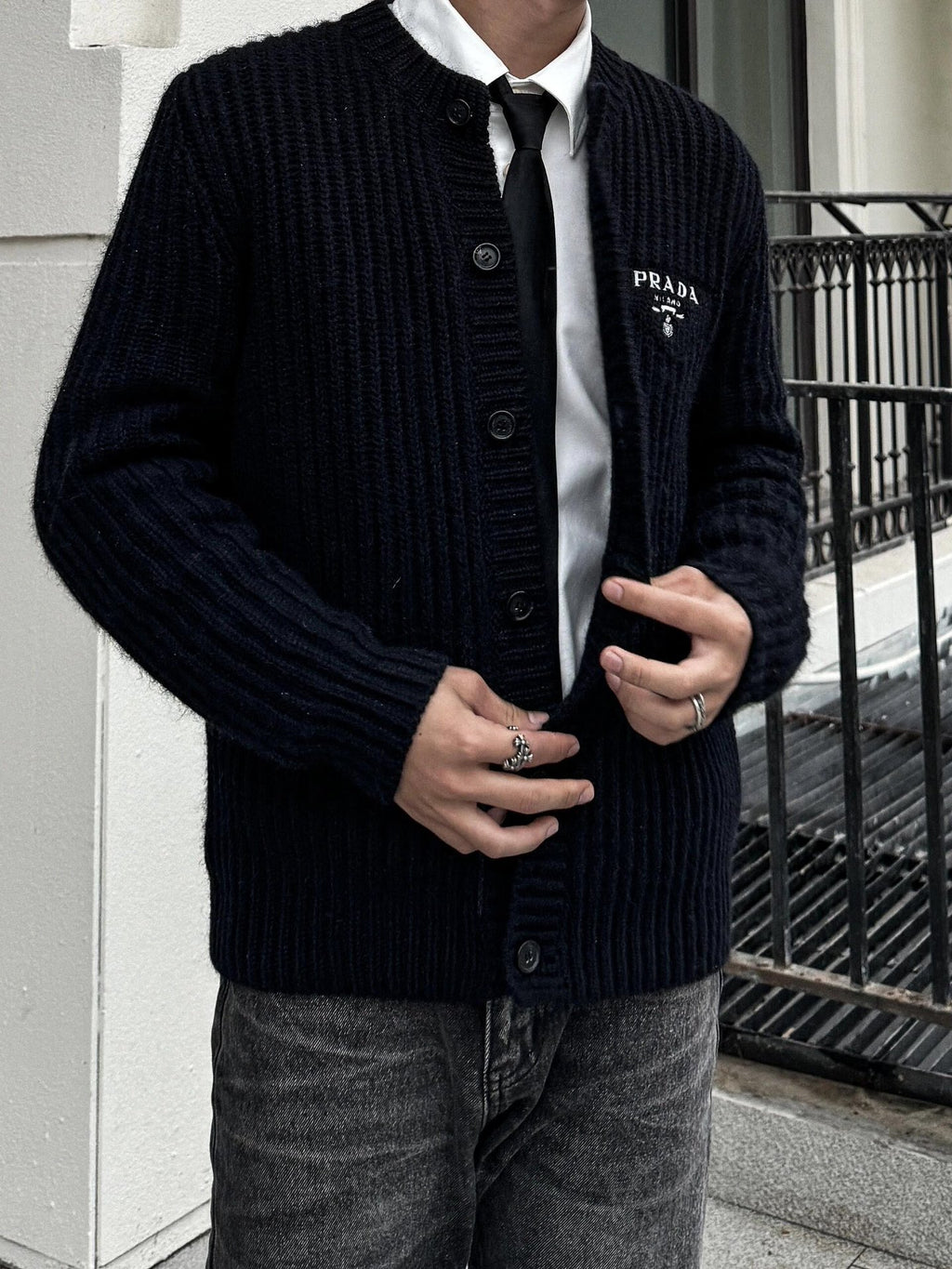 PD Chunky Needle Embroidery Wool Cardigan 1825102013