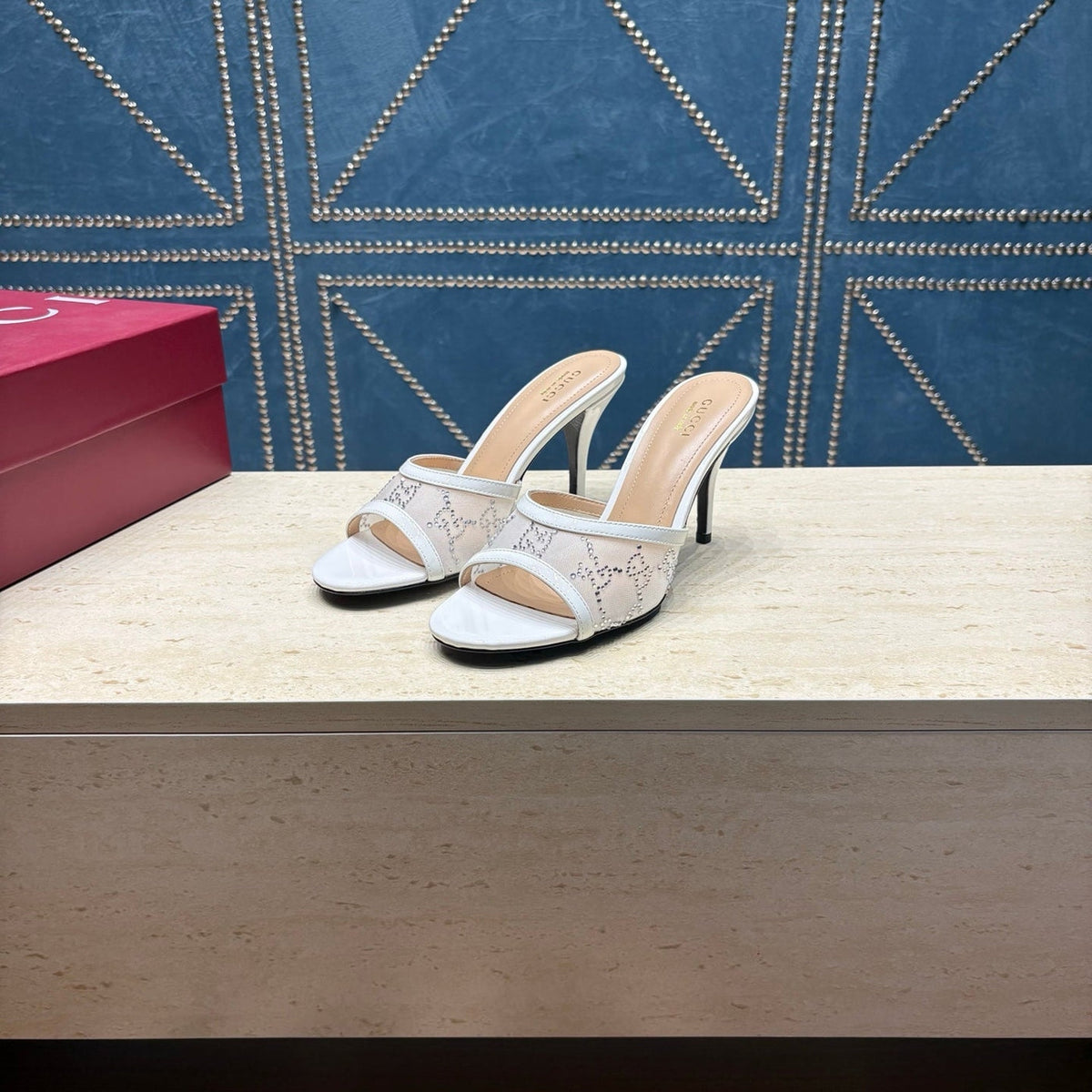 Gi Women's Crystal Slide 8.5cm Sandal Mesh Leather