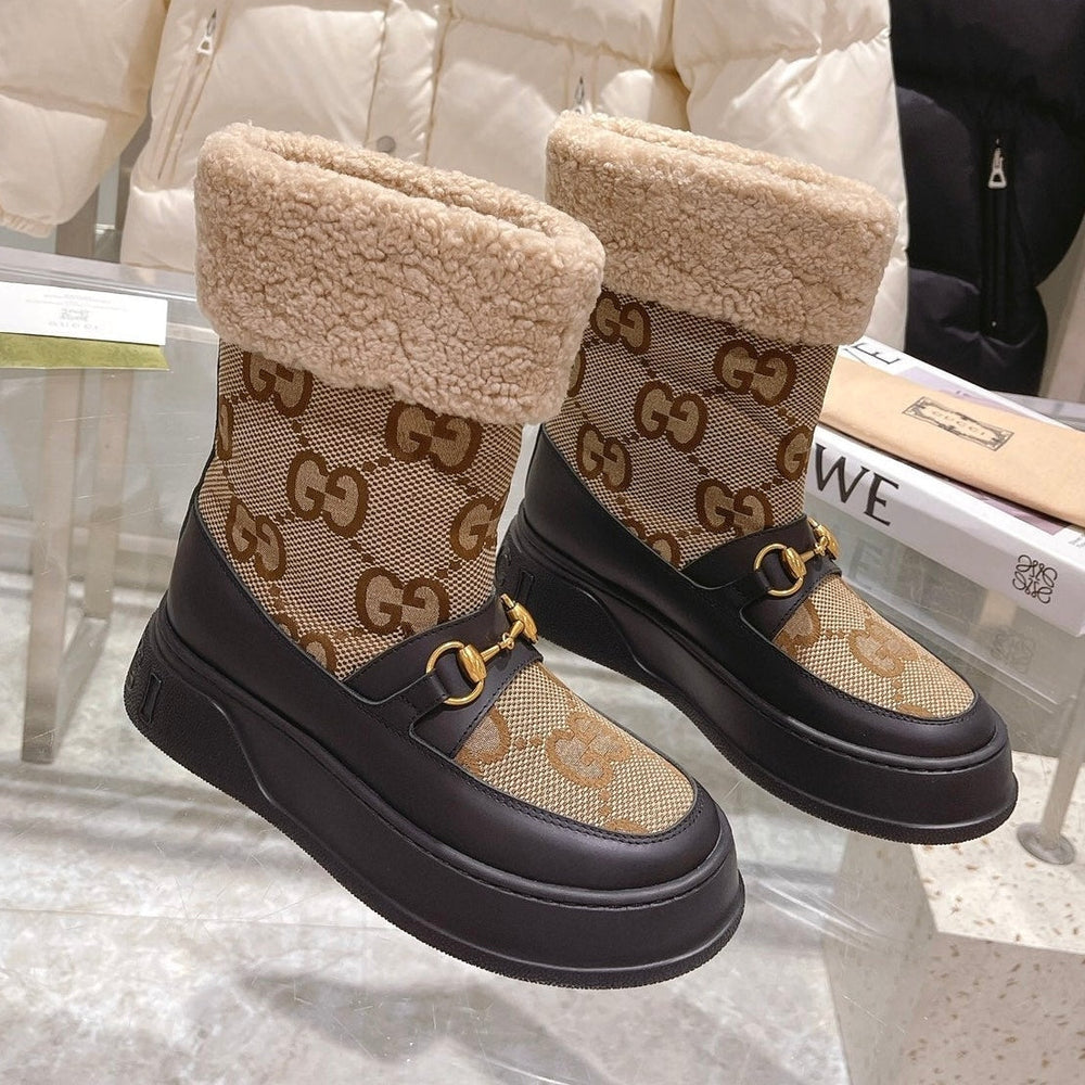 Gi2025 Monogram Boot Wool Canvas Calfskin