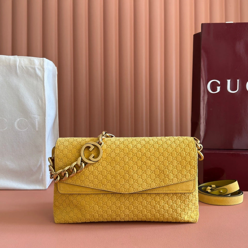 Gi Medium Shoulder Bag With Chain Suede