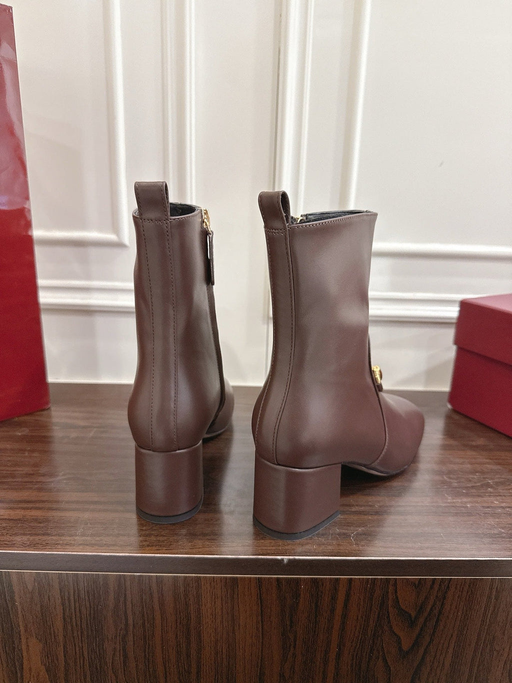 Gi Horsebit Chunky Heel Ankle Boots With Calfskin