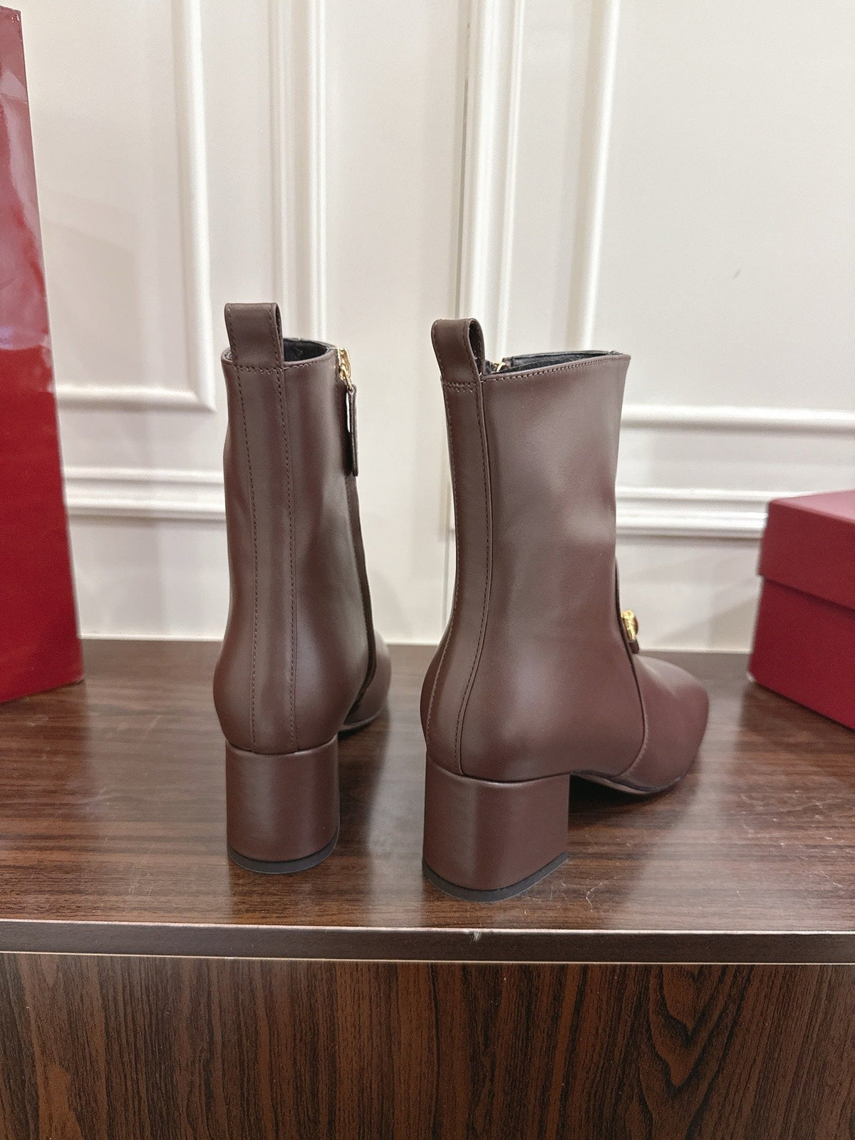 Gi Horsebit Chunky Heel Ankle Boots With Calfskin