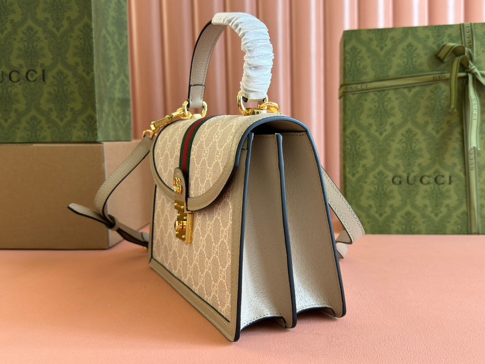 Gi Ophidia 25cm Bag Ebony Canvas Leather