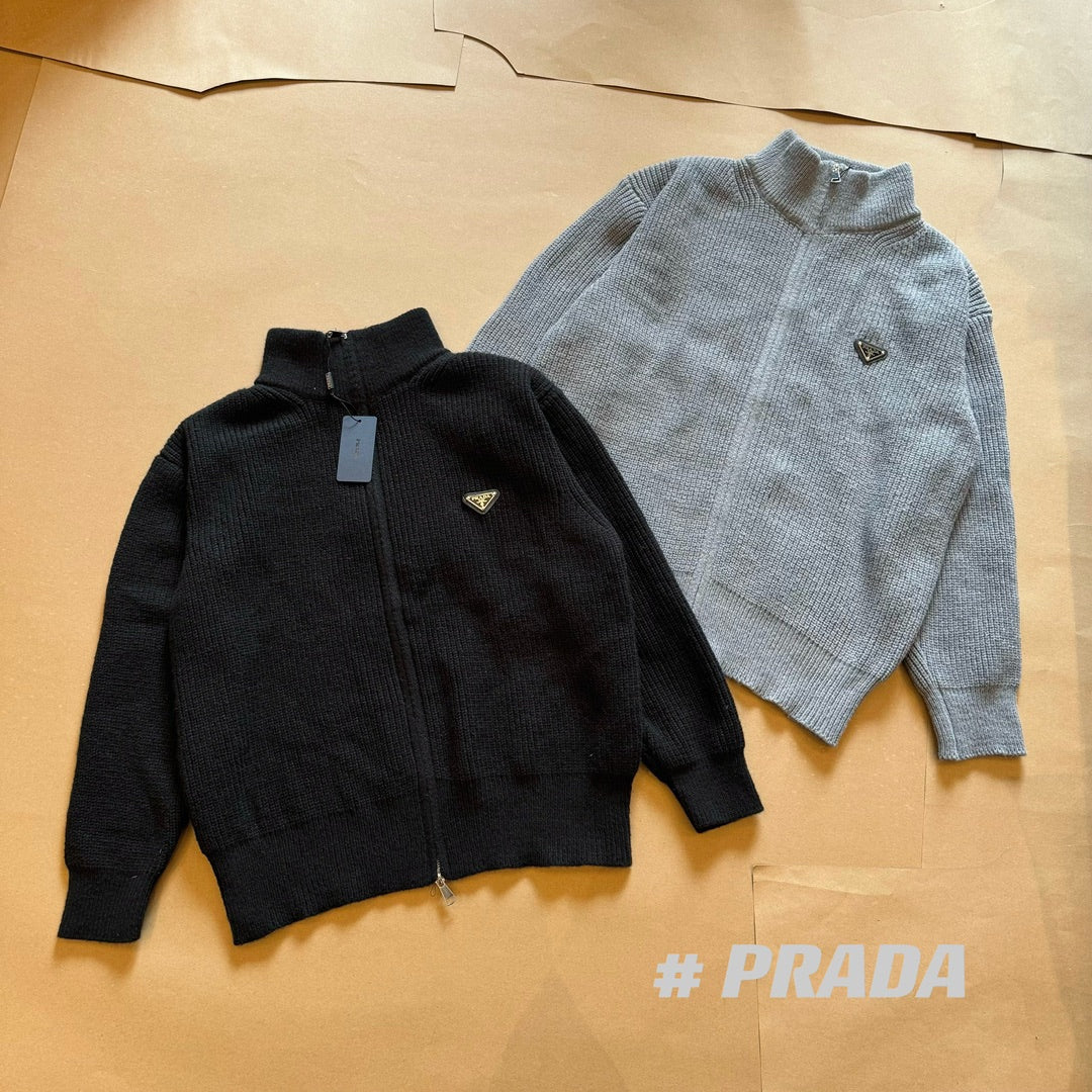PD Stand collar double zipper knit 1825121805