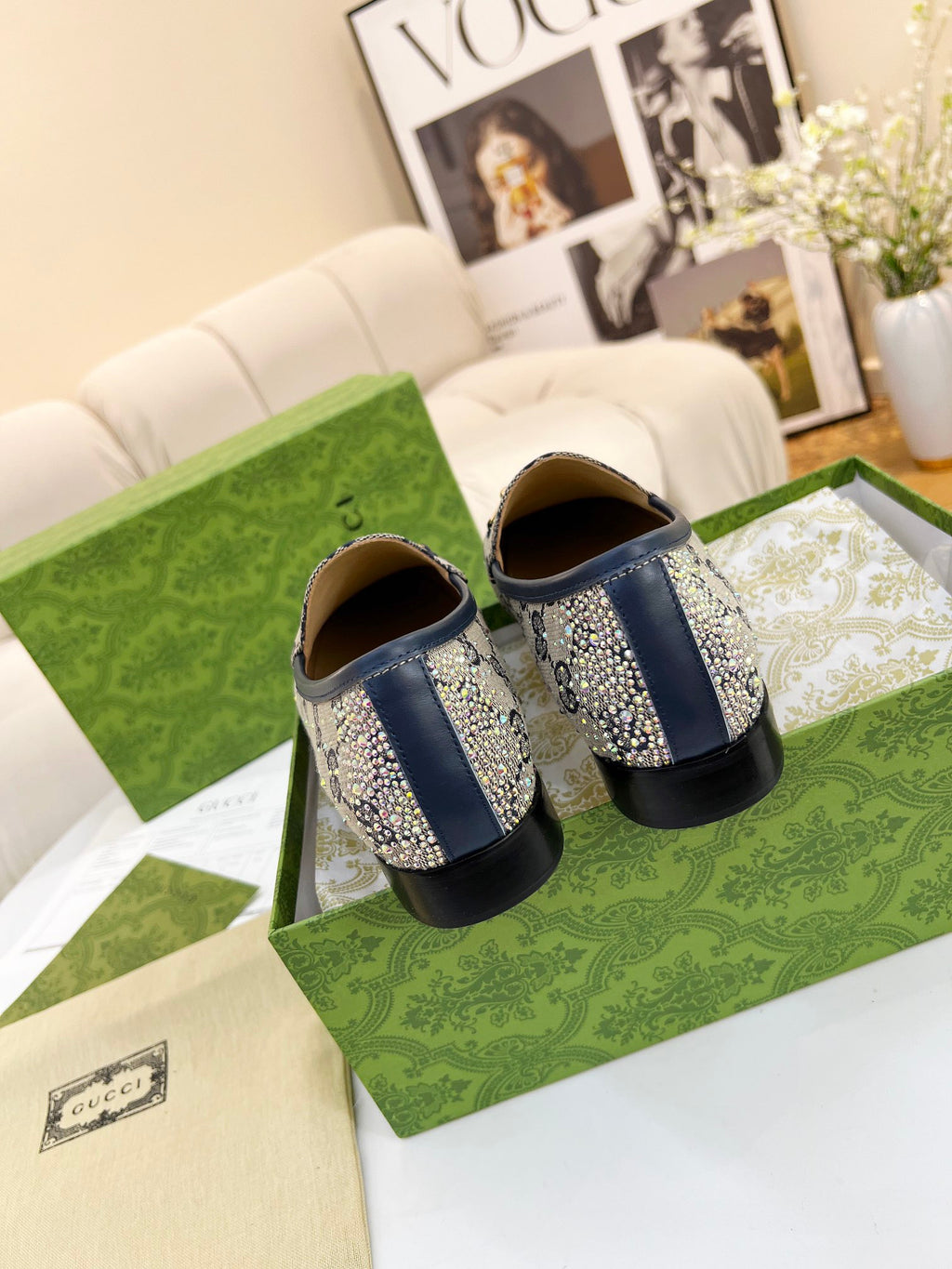 Horsebit Jordaan Loafer Canvas Crystal-Embellished