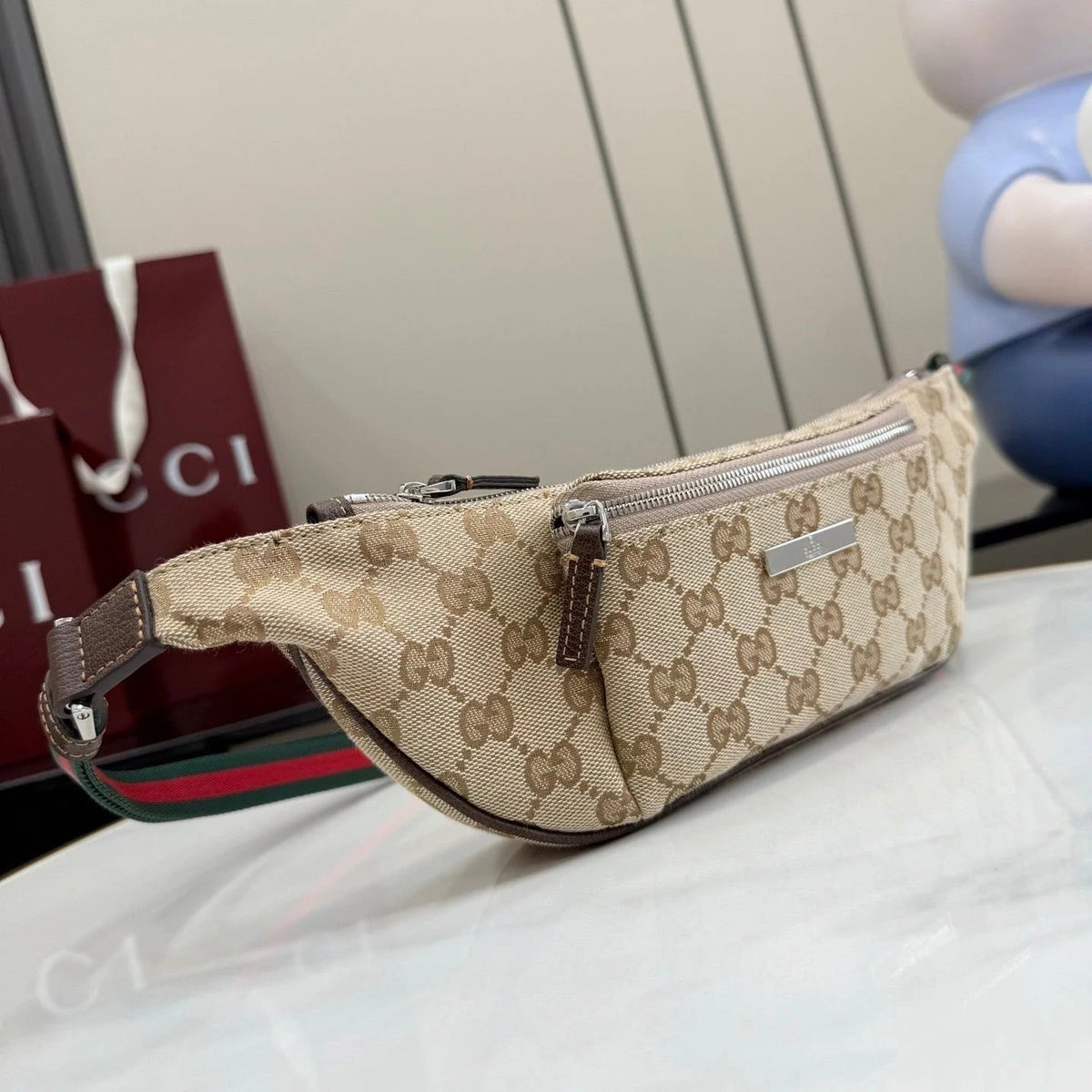 Gi 2026 Flatpack Belt Bag 20cm Sand mix Brown Canvas Leather