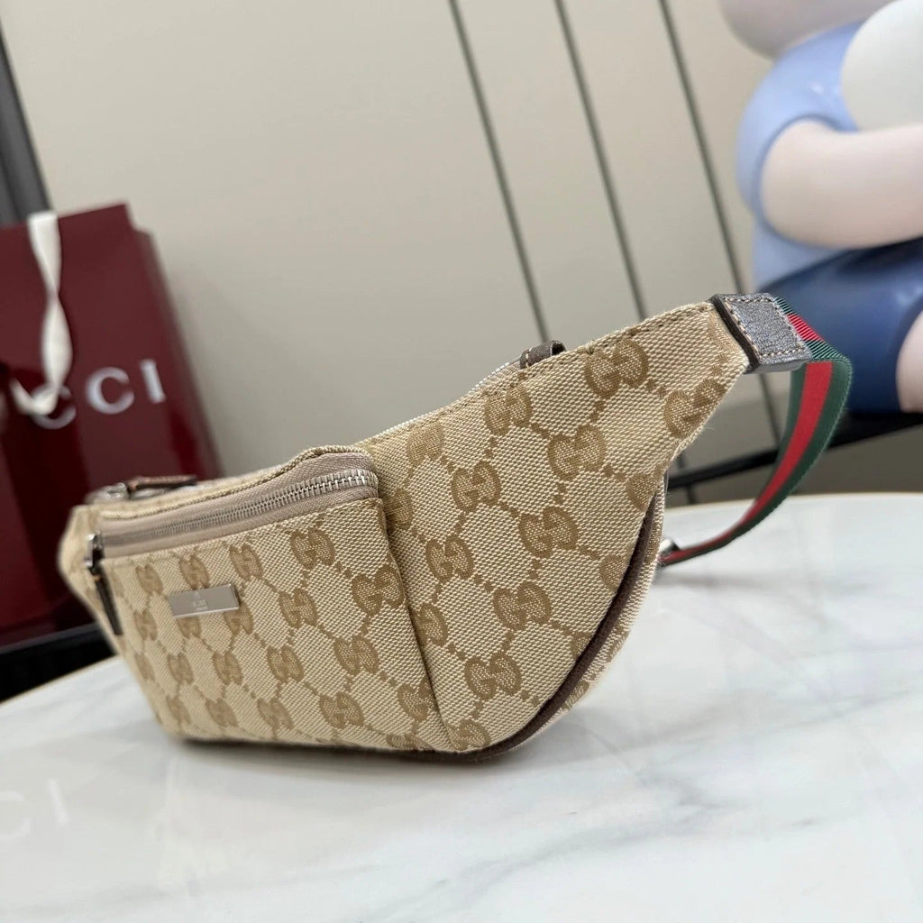Gi 2026 Flatpack Belt Bag 20cm Sand mix Brown Canvas Leather