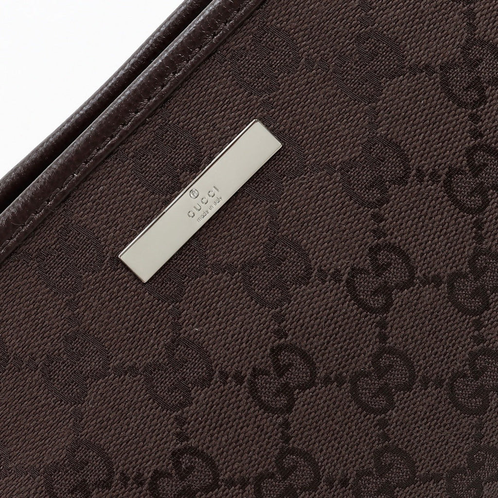 Gi 2026 Small Pouch with Strap 17cm Dark Brown Canvas Leather