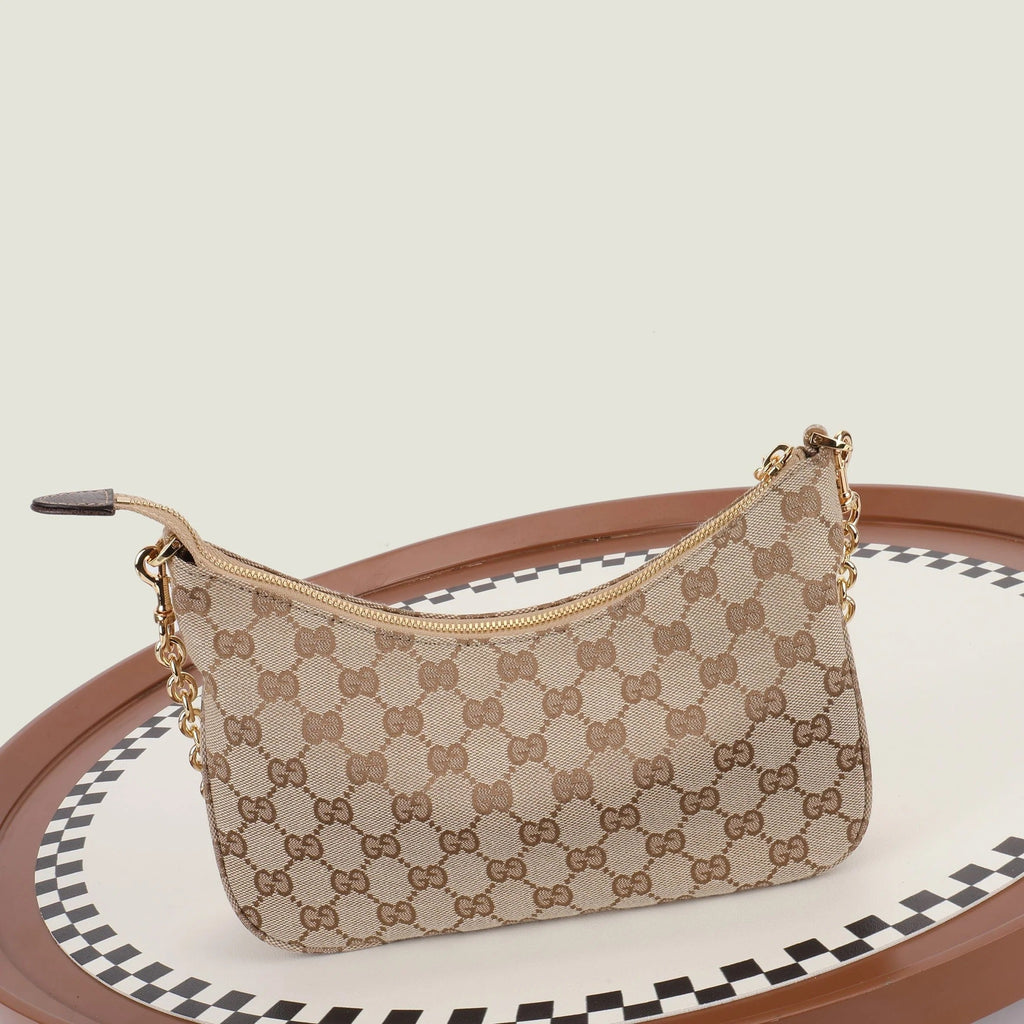 Gi 2026 Lady Lunetta Chain Shoulder Bag Brown Canvas Leather