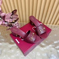 Gi 26ss Chunky Heel Sandals 55 Cowhide Double G Embossed