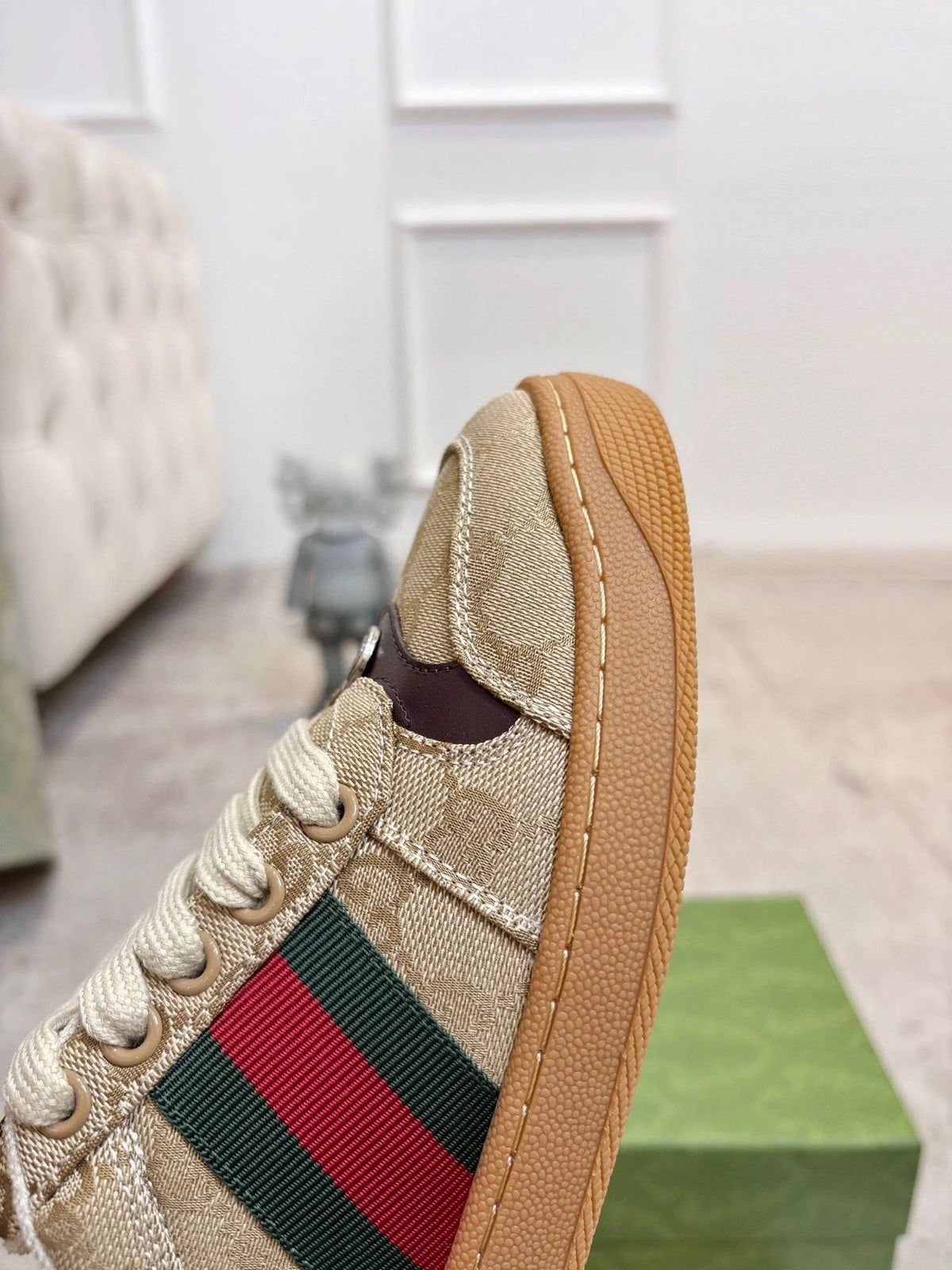 Gi 26ss Screener Sneaker Beige Brown Canvas Cowhide 697183