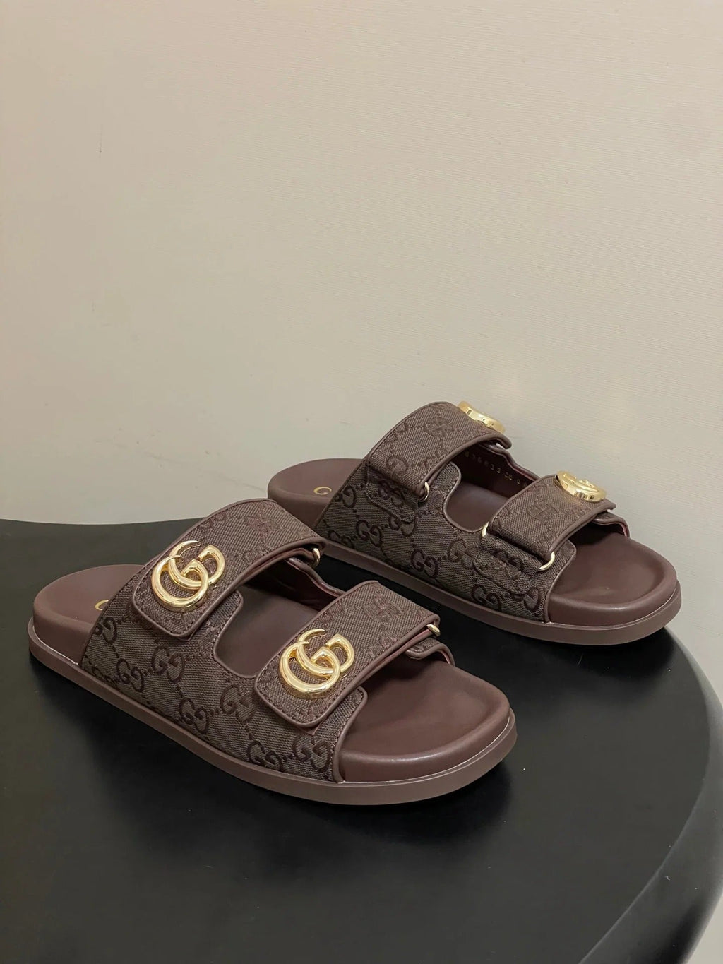 Gi 26ss Platform Slippers Monogram Canvas Sheepskin