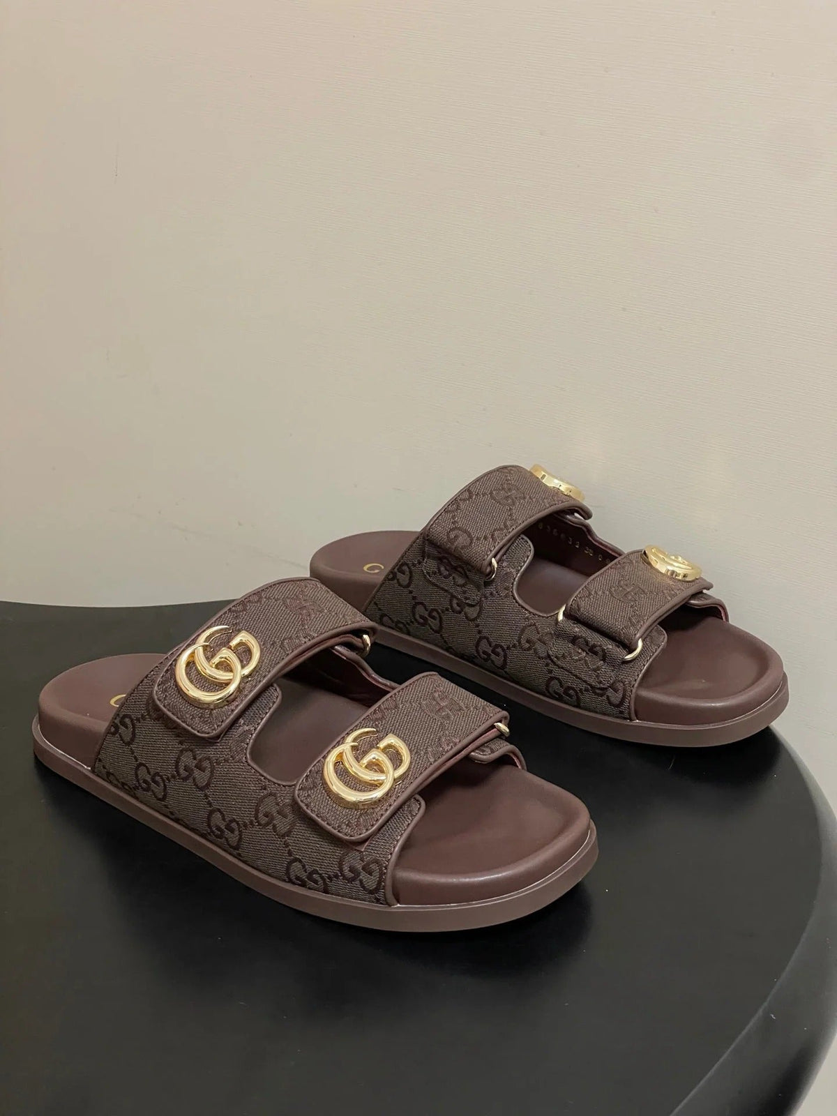Gi 26ss Platform Slippers Monogram Canvas Sheepskin
