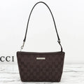 Gi 2026 Small Pouch with Strap 17cm Dark Brown Canvas Leather
