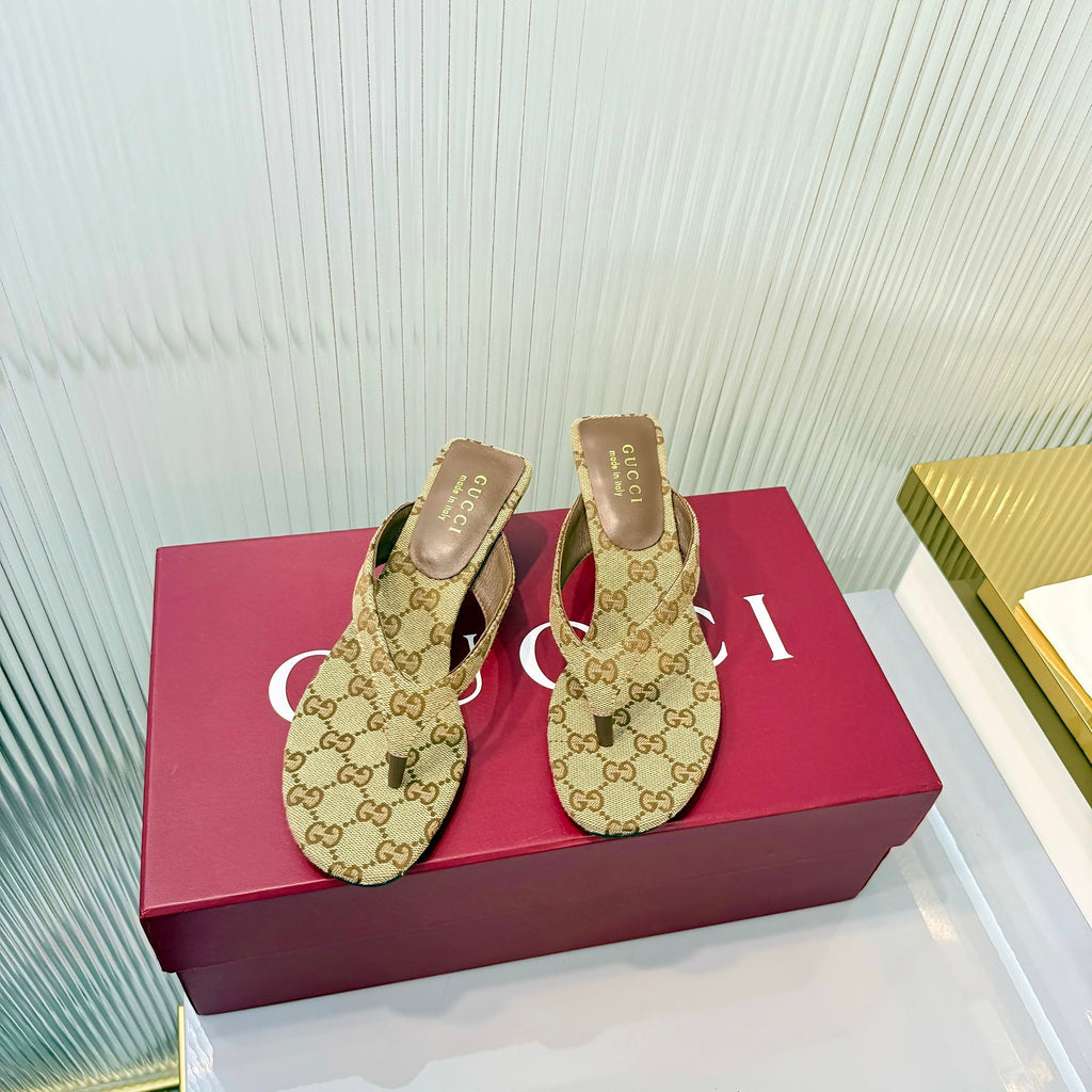 Gi Vittoria Thong Sandals Beige Canvas 714870