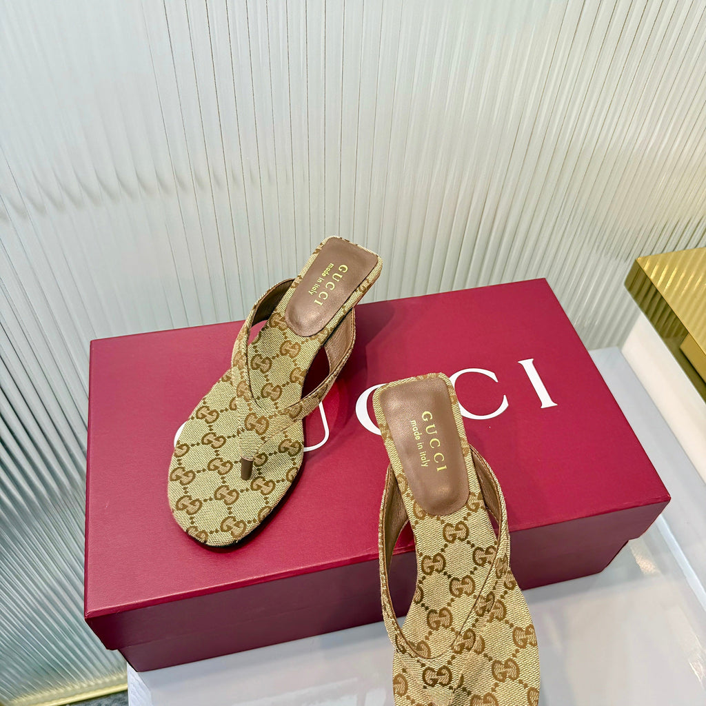 Gi Vittoria Thong Sandals Beige Canvas 714870