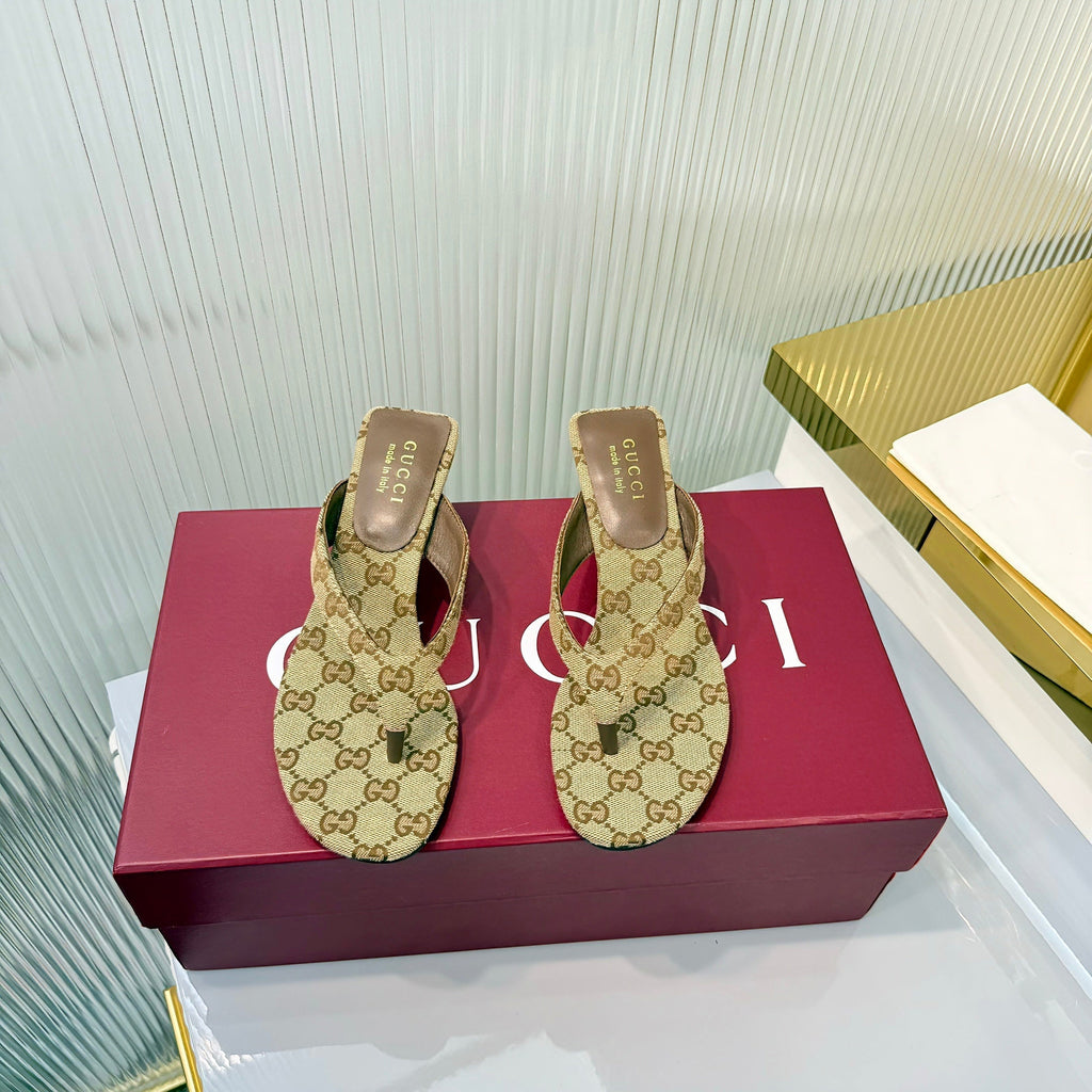 Gi Vittoria Thong Sandals Beige Canvas 714870