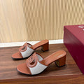 Gi Interlocking G Cutout Sandals 5.5cm Brown Sheepskin Mesh 646494
