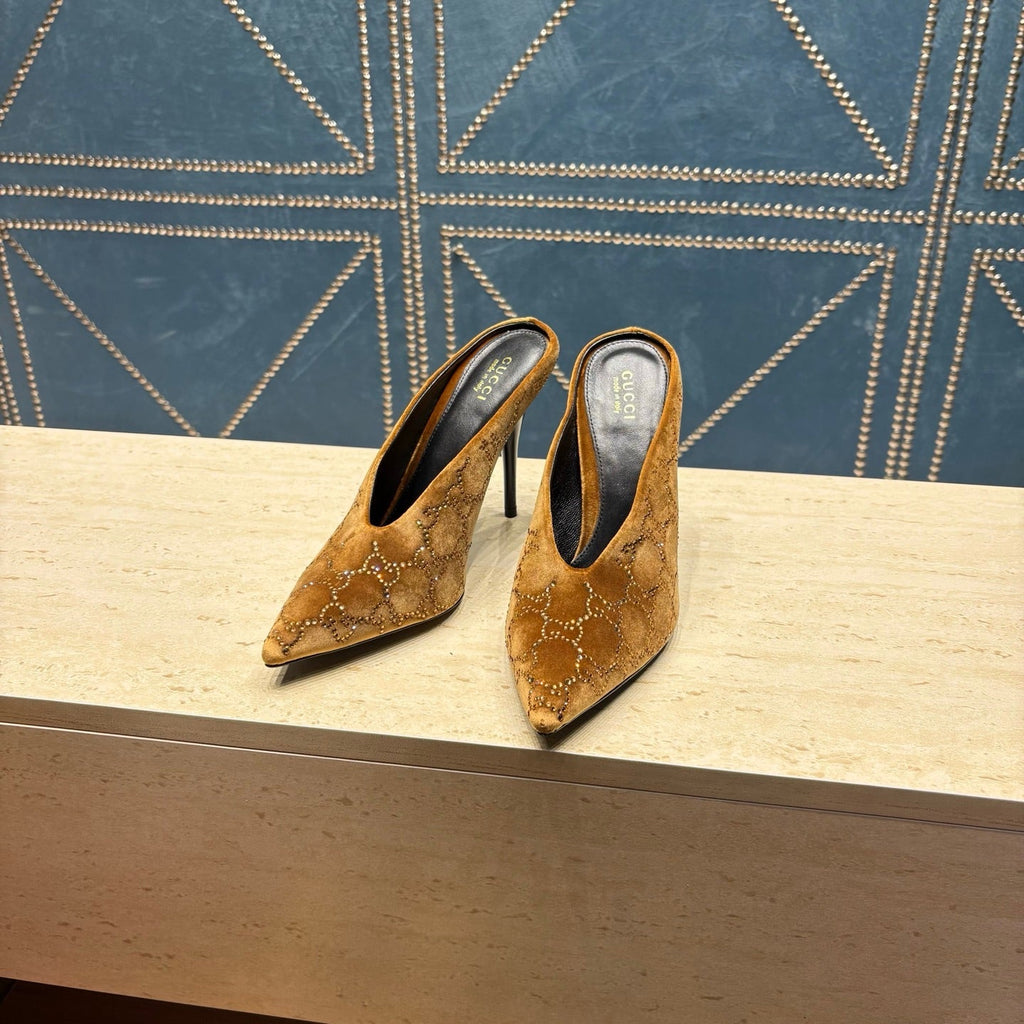 Gi High-Heeled Mule 10.5cm Brown Velvet 741289