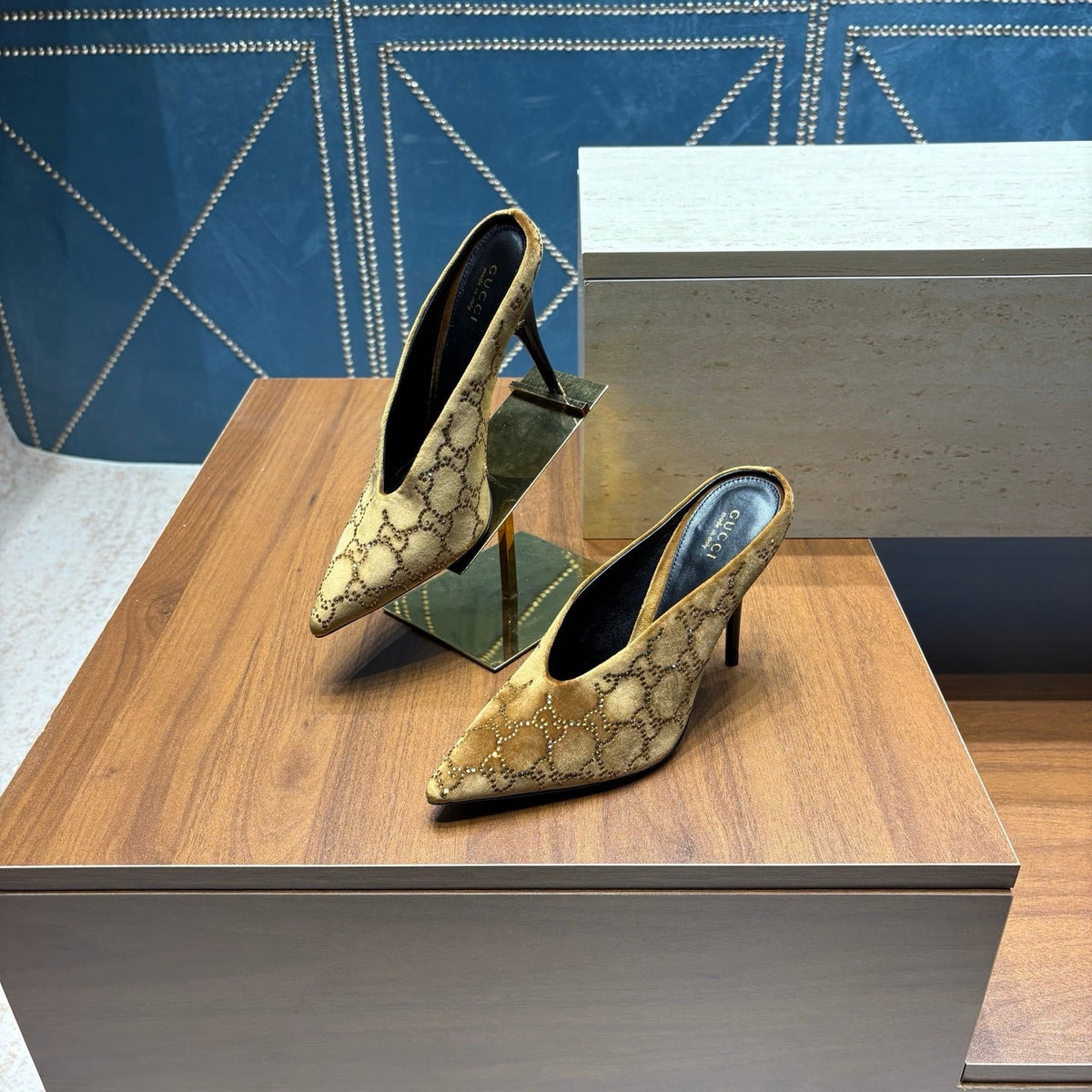 Gi High-Heeled Mule 10.5cm Brown Velvet 741289