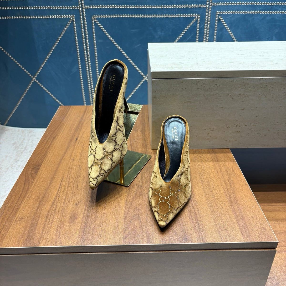 Gi High-Heeled Mule 10.5cm Brown Velvet 741289