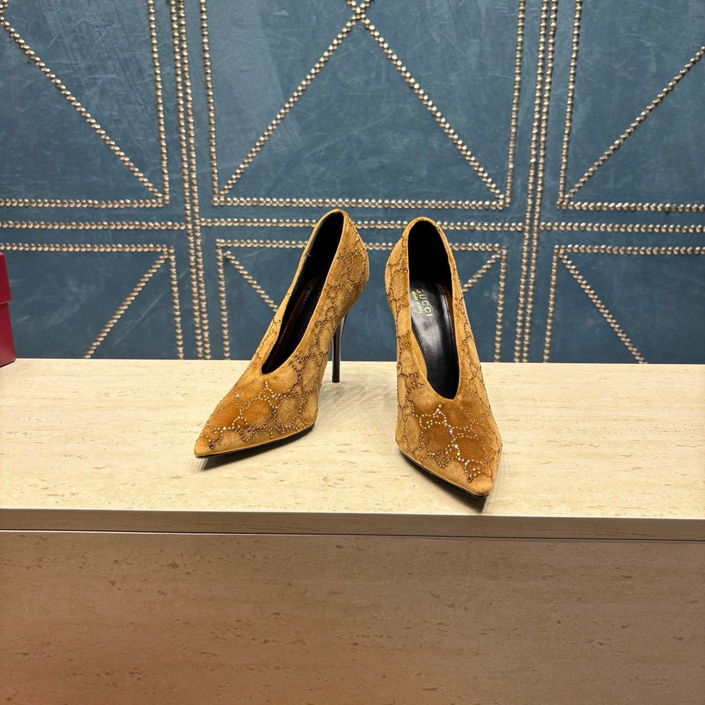 Gi High-Heeled Pump 10.5cm Brown Velvet 741293