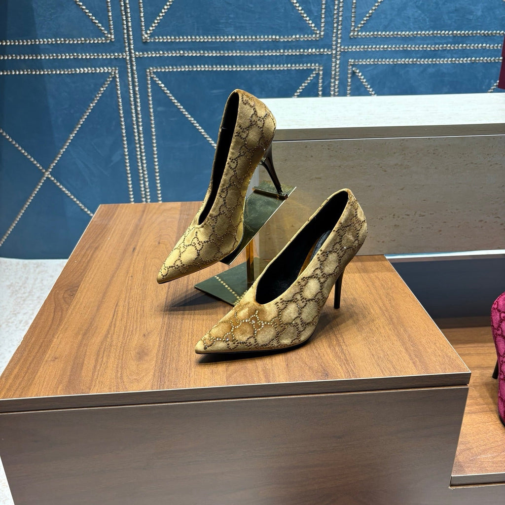 Gi High-Heeled Pump 10.5cm Brown Velvet 741293