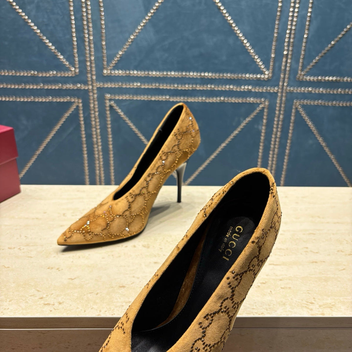 Gi High-Heeled Pump 10.5cm Brown Velvet 741293