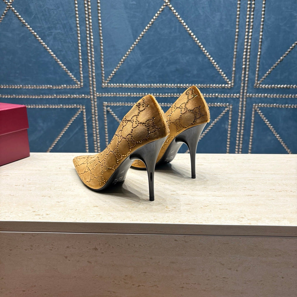 Gi High-Heeled Pump 10.5cm Brown Velvet 741293