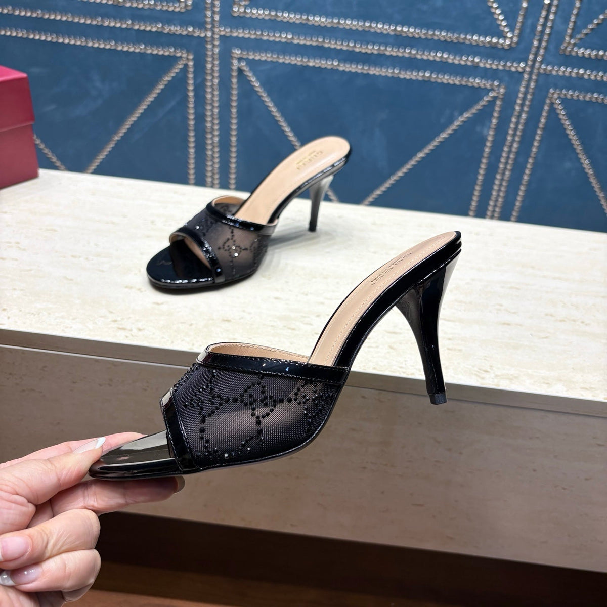 Gi Women's Crystal Slide 8.5cm Sandal Mesh Leather