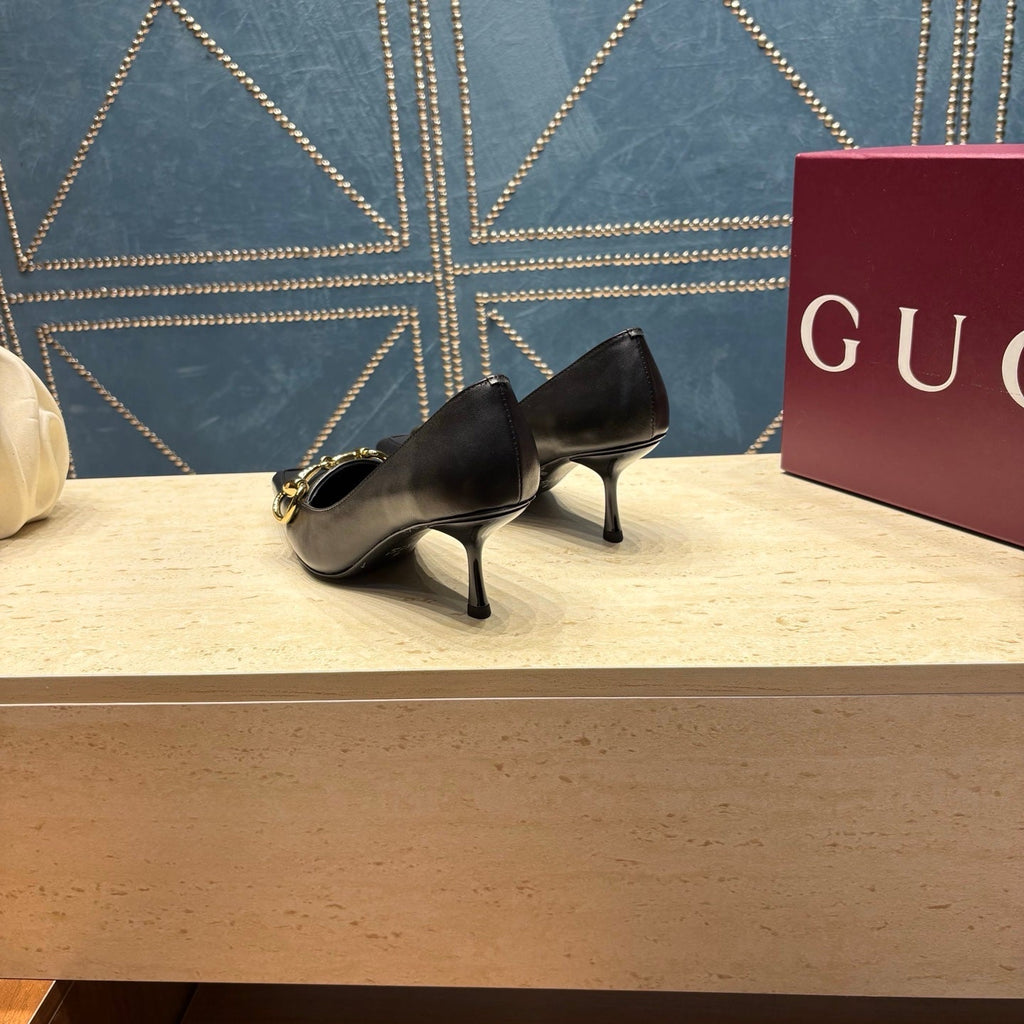 Gi 26s Signoria Horsebit Pumps 7cm Black Leather 106950