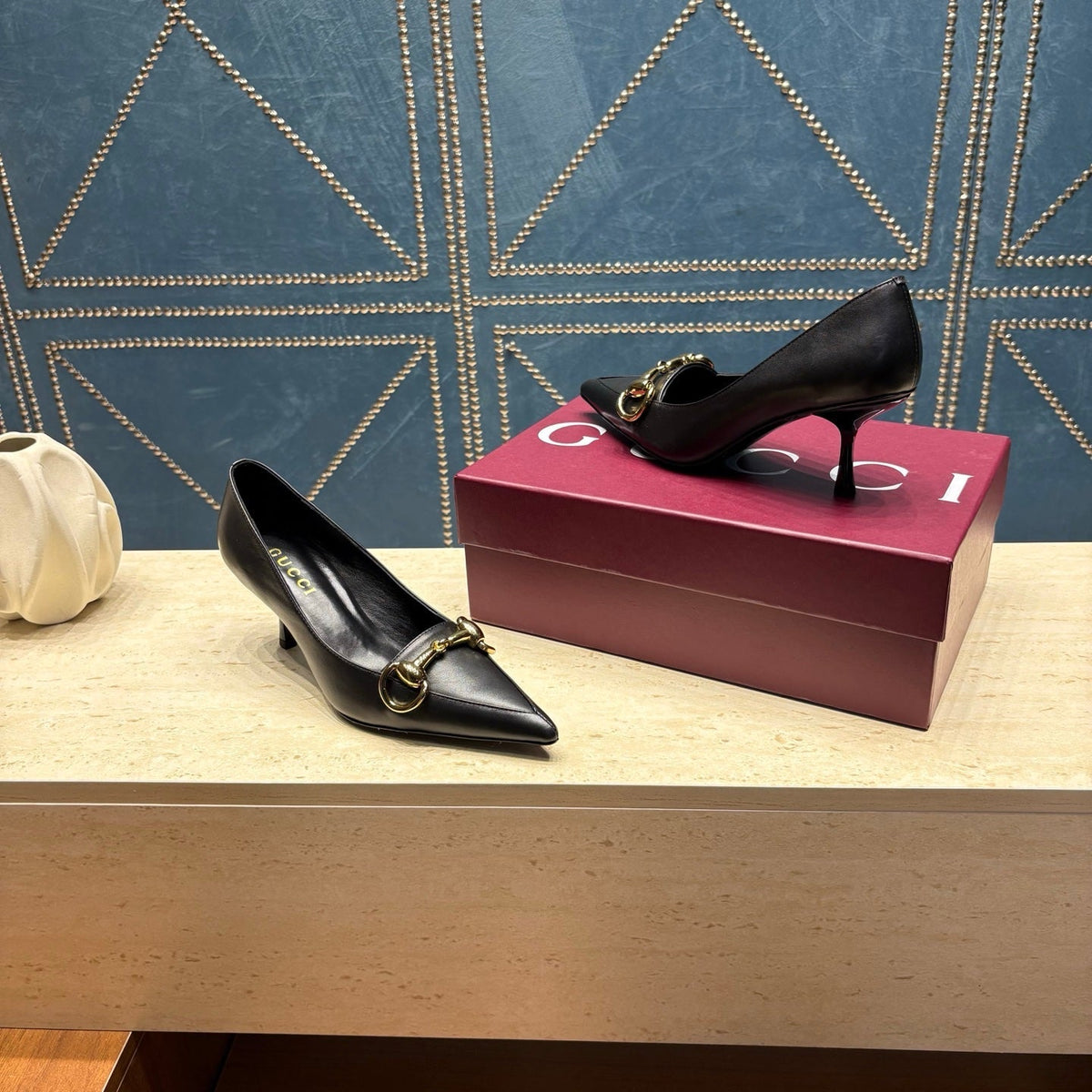 Gi 26s Signoria Horsebit Pumps 7cm Black Leather 106950