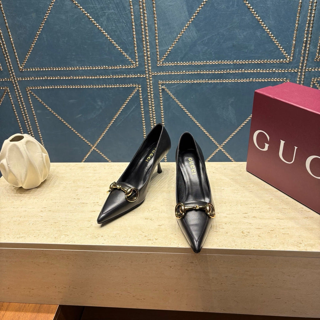 Gi 26s Signoria Horsebit Pumps 7cm Black Leather 106950