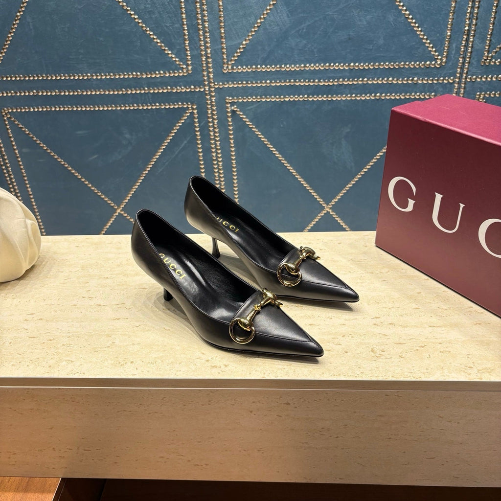 Gi 26s Signoria Horsebit Pumps 7cm Black Leather 106950