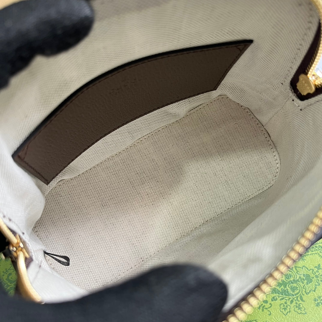 OPHIDIA Gi SHOULDER BAG 20 BEIGE AND EBONY SUPREME CANVAS