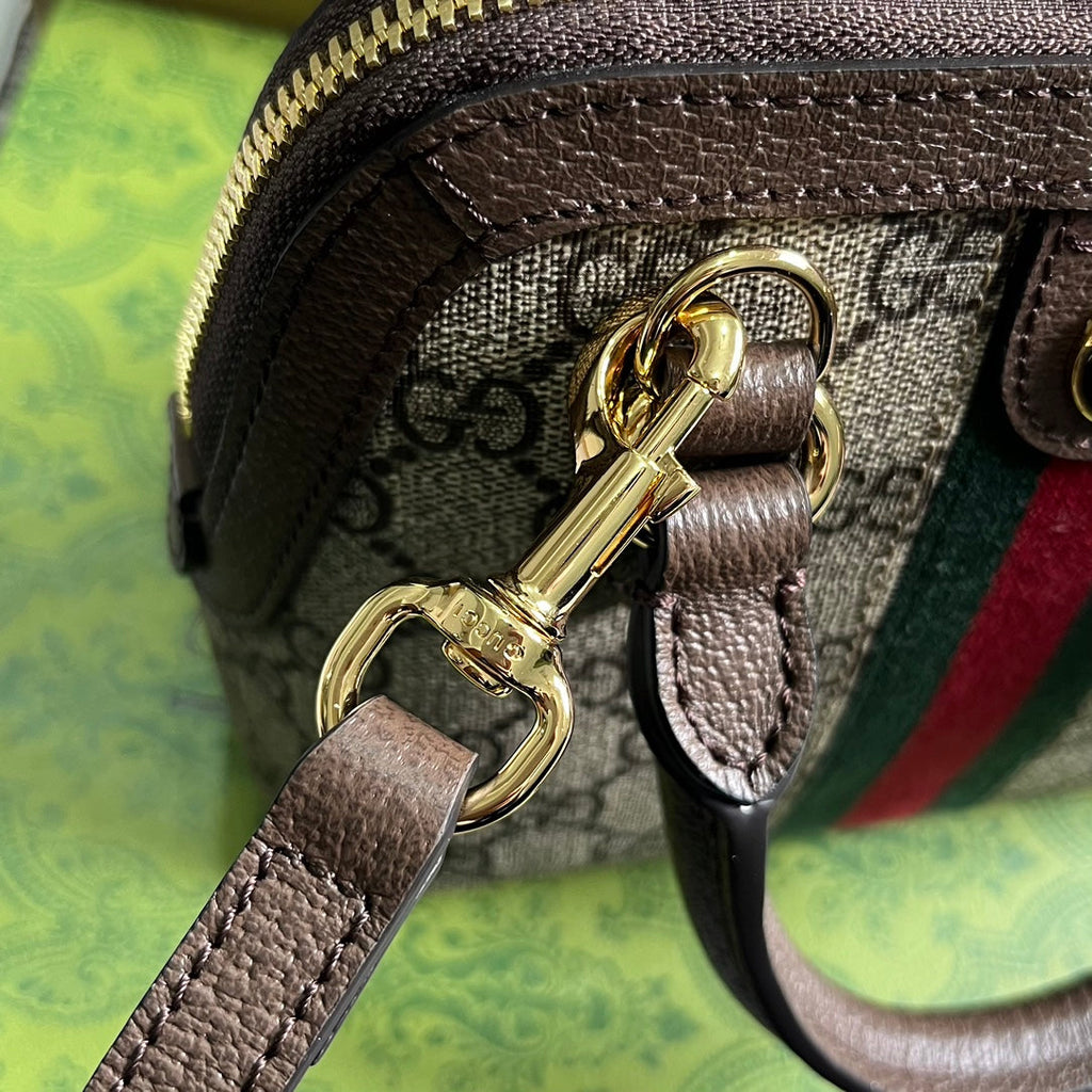 OPHIDIA Gi SHOULDER BAG 20 BEIGE AND EBONY SUPREME CANVAS