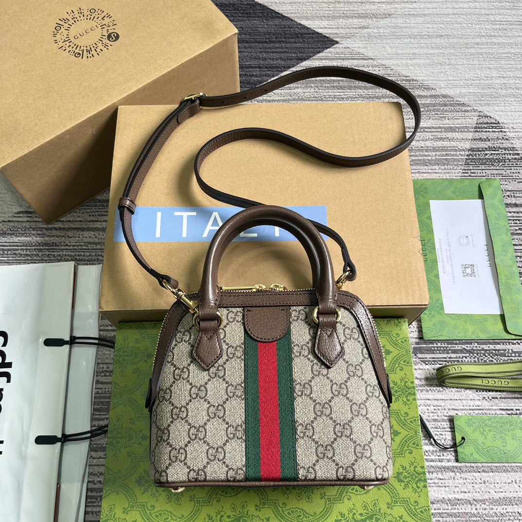 OPHIDIA Gi SHOULDER BAG 20 BEIGE AND EBONY SUPREME CANVAS